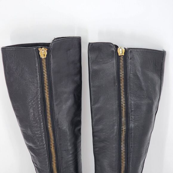 Juicy Couture Y2K Vintage Zipper Leather Black Tall Heeled Boots Size 7 RARE - Picture 8 of 12